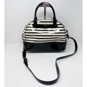 Kate Spade Chelsea Park Porter Patent Leather Handbag Black Cream Bow Crossbody